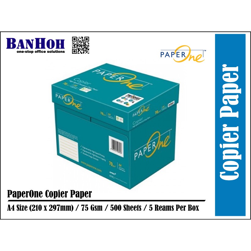 Paper One A4 Paper 75Gsm / 70Gsm Copier Paper 500's (5 Reams/Box