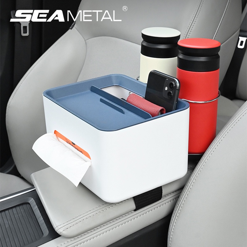 Multifunctional Car Storage Box Car Tissue Box Armrest Storage Box with