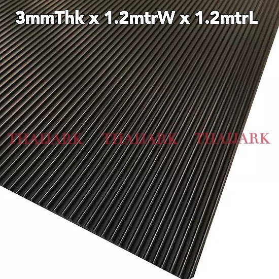 Ribbed Rubber Mat, Size 3mm x 1.2mtrW x 1.2mtrL,Corrugated Rubber Mat