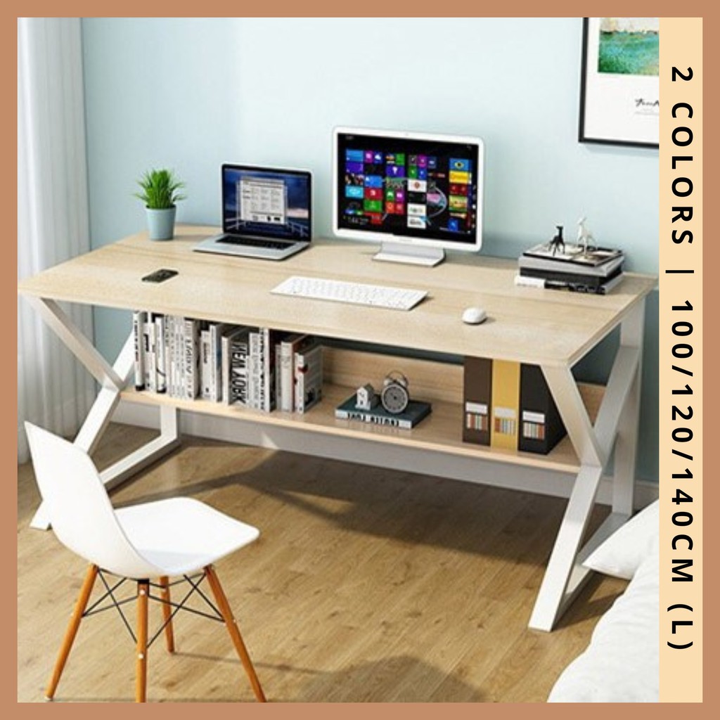 Large Computer Table Desk Workstation with Shelf [90089010] Shopee