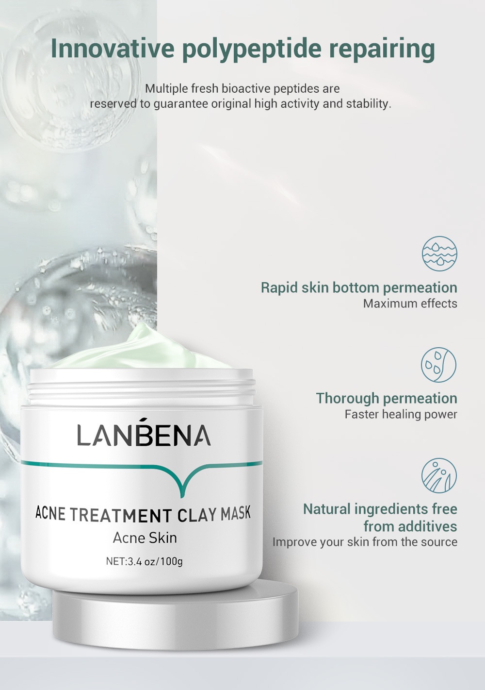 LANBENA acne control Clay Mask Acne Skin Deep Cleansing Remove Chronic
