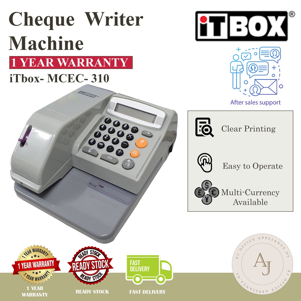 iTBOX Chequewriter Machine MCEC310 Cheque Writer Check Writer