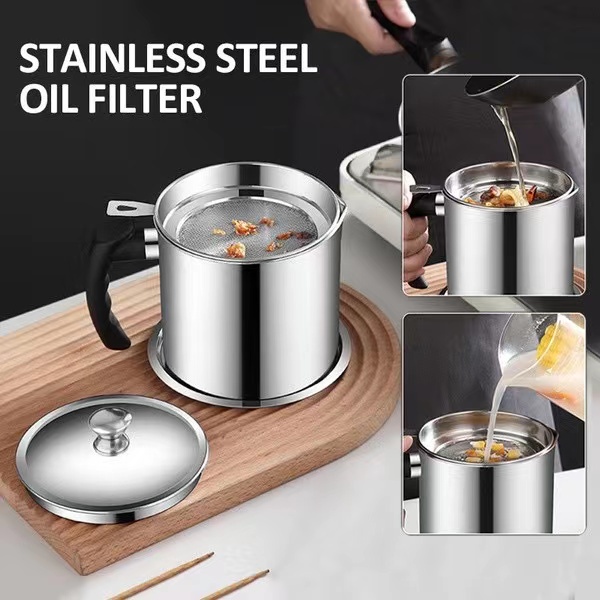 1.8L Stainless Steel Filter Separator Oil Storage Pot for Kitchen Tools