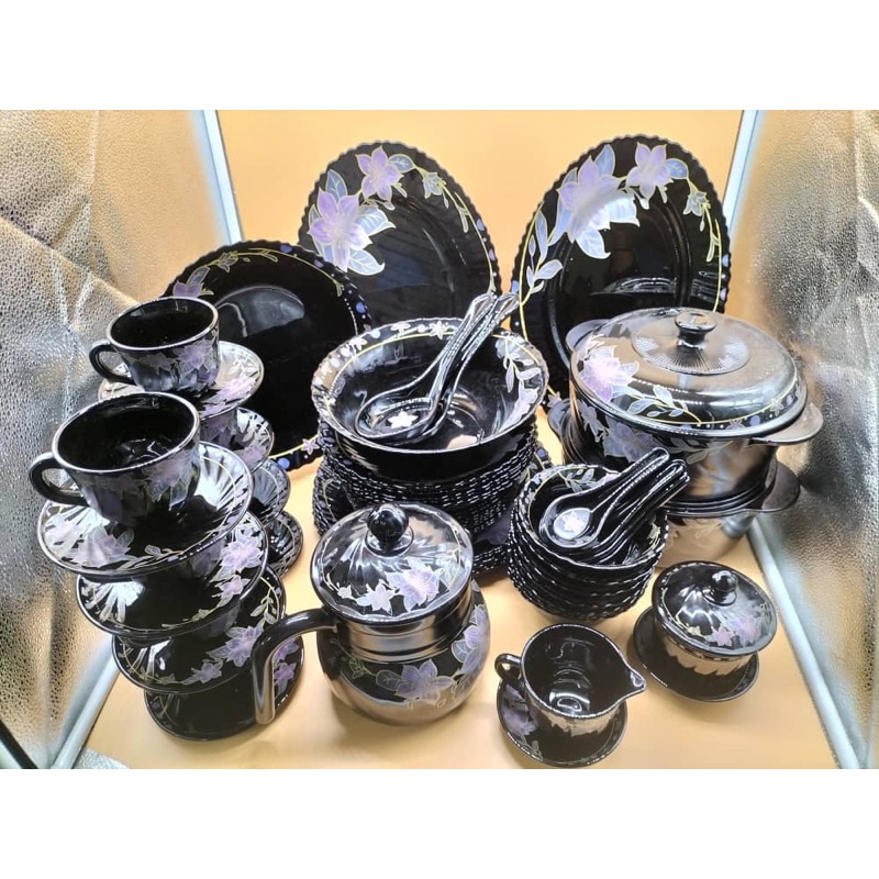 72PCS OPAL DINNER SET ROUND BLACK Shopee Malaysia