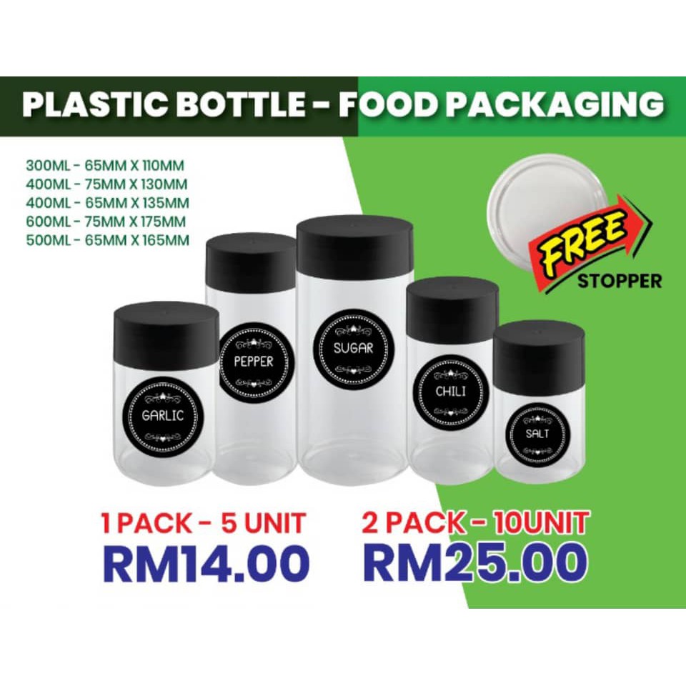 4. Plastic Bottle Food Packaging (PACKAGE WITH STICKER) Shopee Malaysia