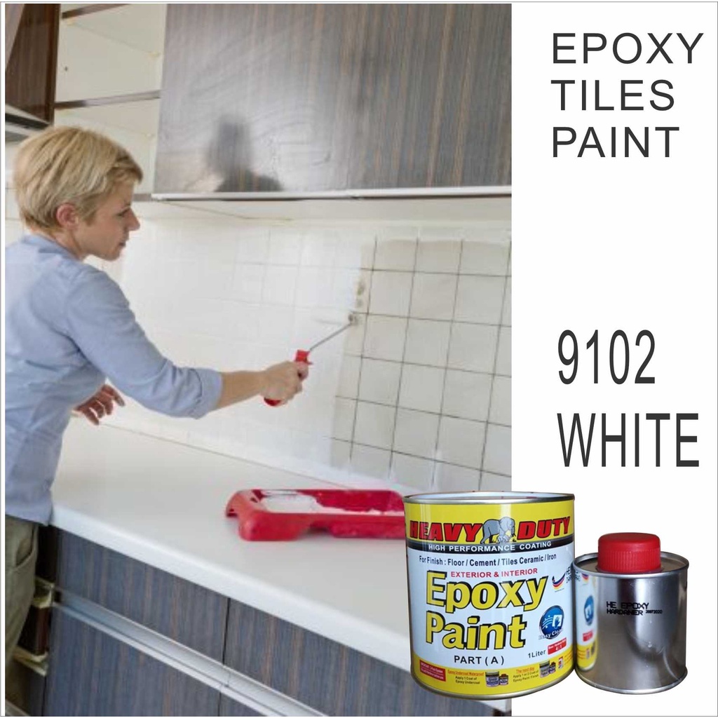 ( HE9102 WHITE ) 1 Liter EPOXY ( HEAVY DUTY ) Two Pack Epoxy Floor