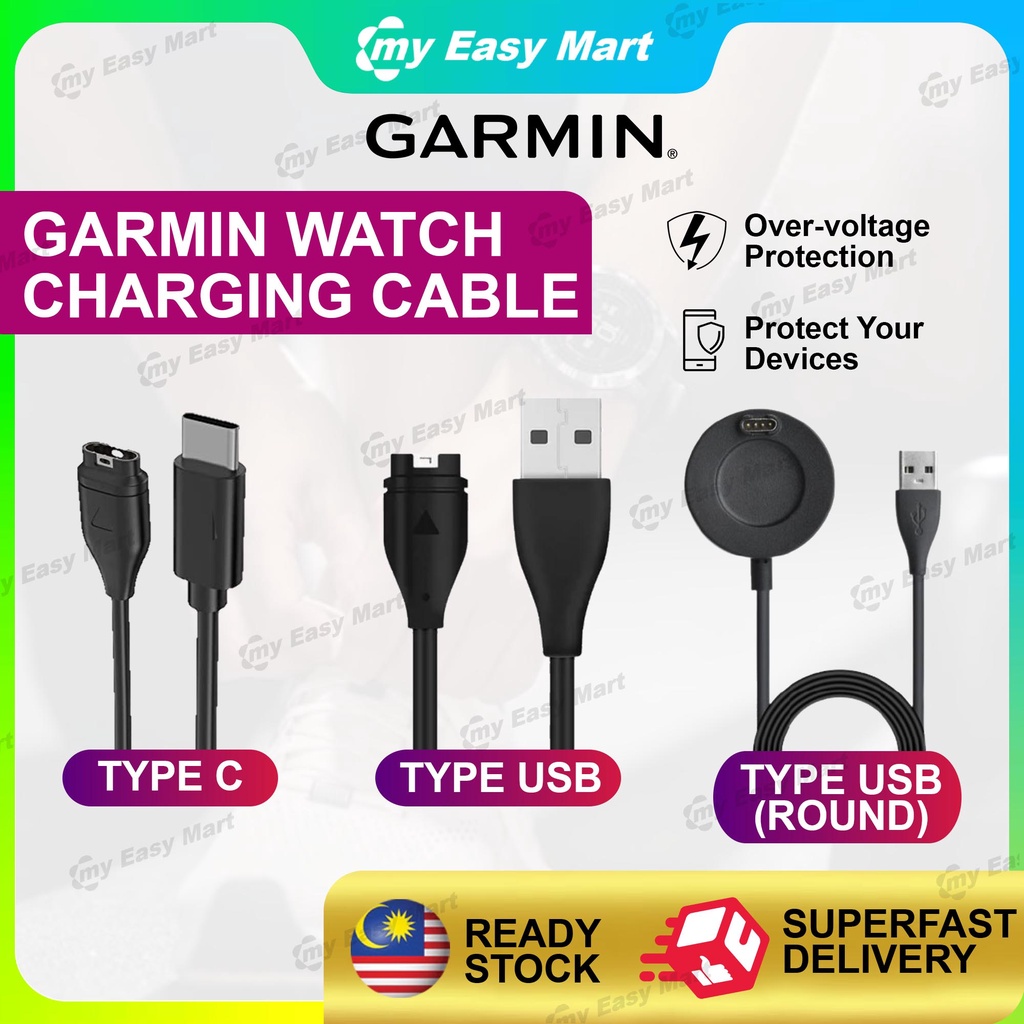 【𝟮𝟰𝗵𝗿 𝗦𝗵𝗶𝗽】Garmin Charger Smartwatch Charging Cable Type C Type USB for Forerunner / Fenix