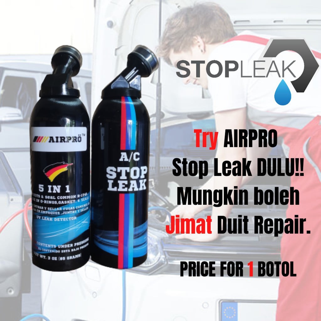 AIRPRO DIY TOP UP STOP LEAK AC GAS + OIL TREATMENT CAR AIR COND R134
