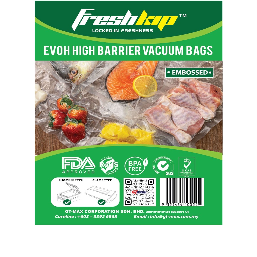 Food Grade Vacuum Barrier Bag Embossed (Roll Packaging) 2 rolls