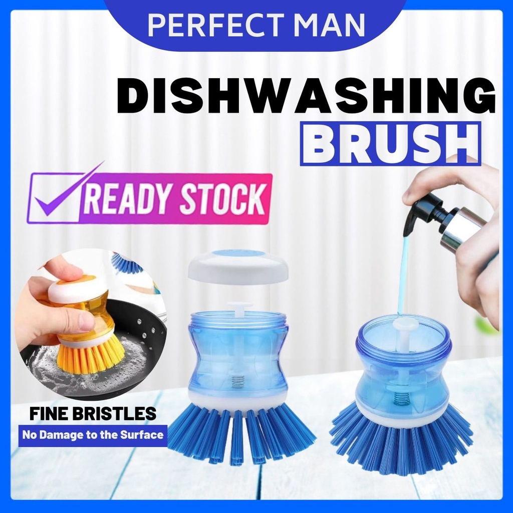 Dishwashing Brush with Dispenser Sink Scrubber Pot Brush with Washing