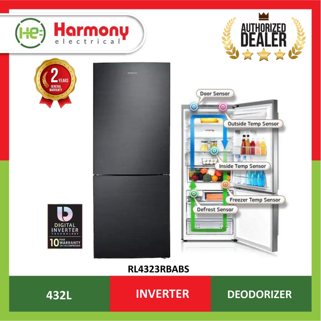 SAMSUNG 2 Door 500L Bottom Mount Inverter Fridge RL4323RBABS/ME (Peti Sejuk) Shopee Malaysia