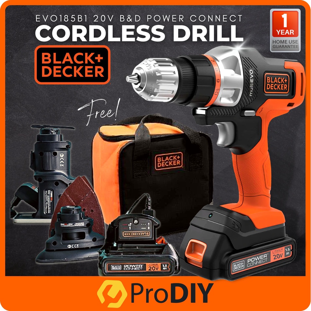 BLACK DECKER EVO185B1 20V 3 in 1 Cordless Impact Hammer Drill Sander