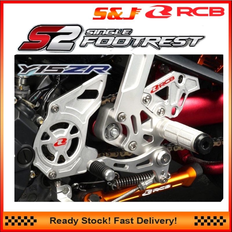RCB S2 V2 RACING FOOTREST SET Y15 Y15ZR Front Single RCB SILVER BLACK
