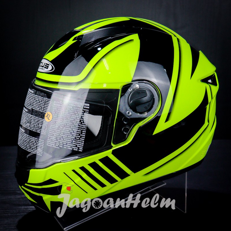 Zeus Helmet ZS811 AL34 Pattern Fluo YELLOW/AL34 BLACK +Smoke Visor
