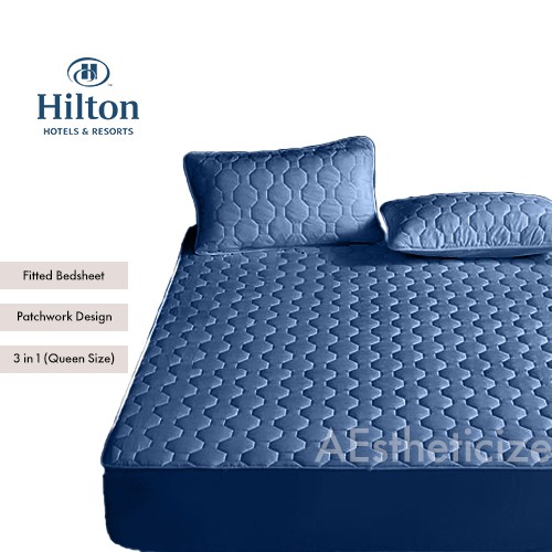 Hilton Premium Fitted Bedsheet 3 in 1 Cadar Hilton Patchwork (Queen
