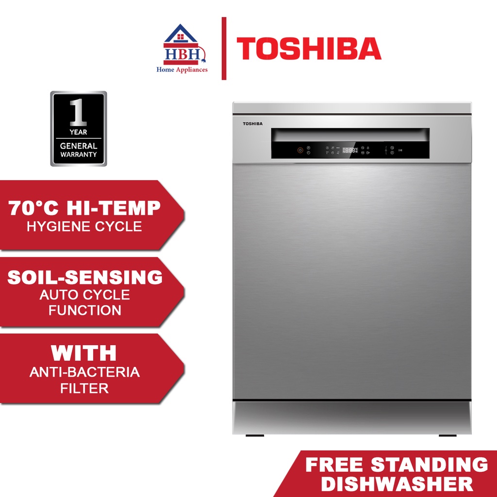 Toshiba DW14F1(S)MY 14 Place Setting Free Standing Dishwasher Dish