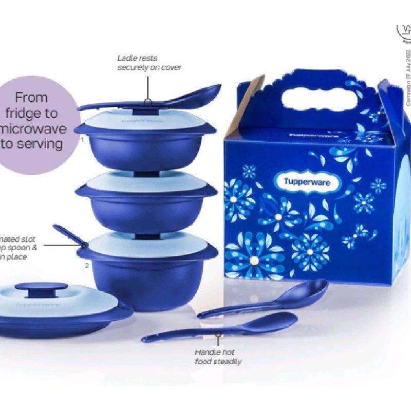 Tupperware Royale Blue Petit Dining Serveware Set Shopee Malaysia