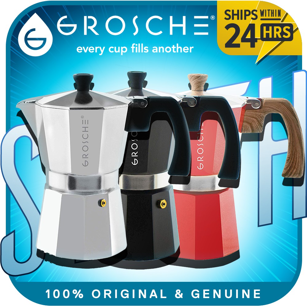 GROSCHE Milano Stovetop Espresso Maker 3 cups 150ml / 6 cups 275ml