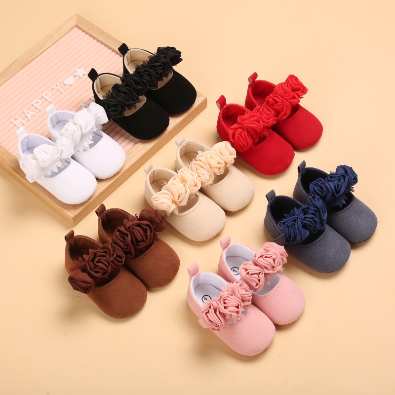 New girls baby shoes newborn girls flowers cotton soles solid color