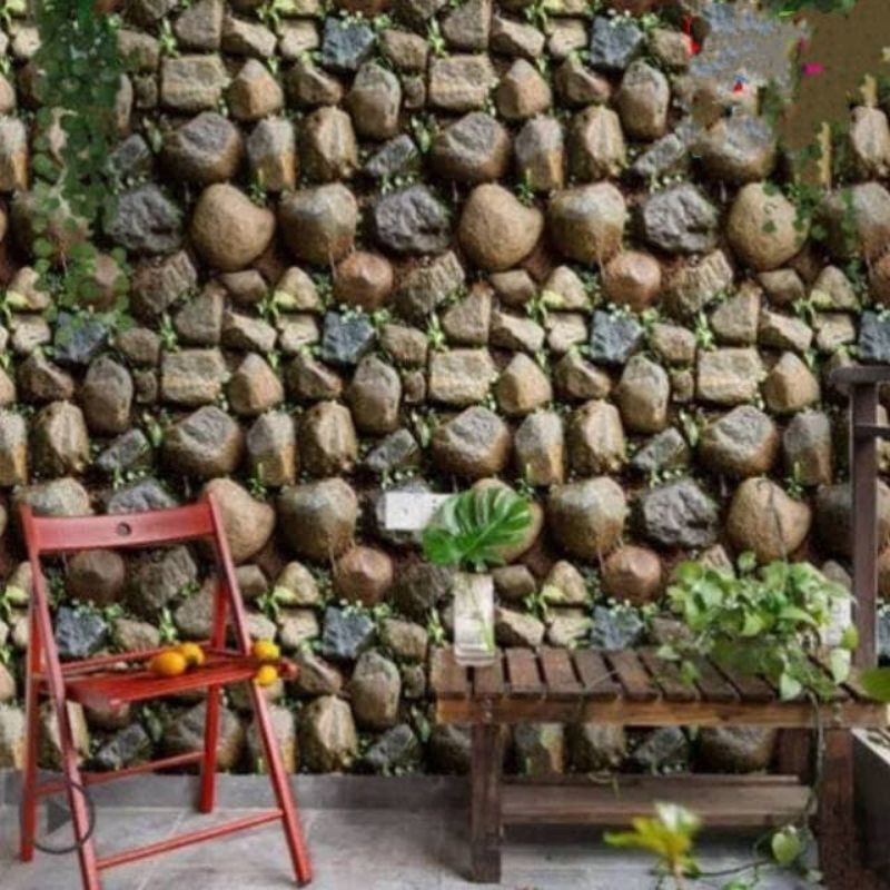 3d Stone Wall sticker wallpaper Shopee Malaysia