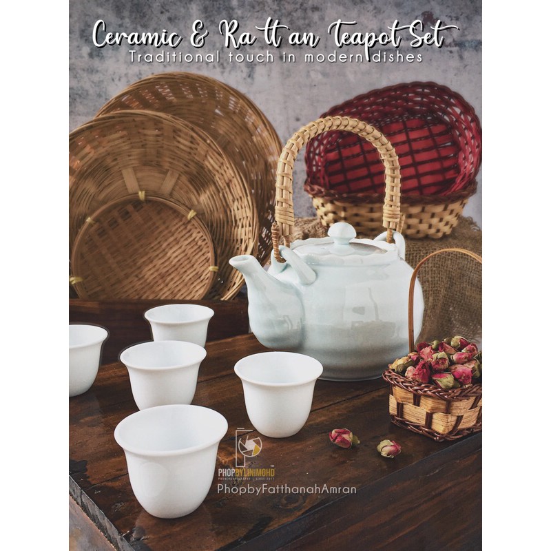 Ceramic Teapot Set (White) Shopee Malaysia