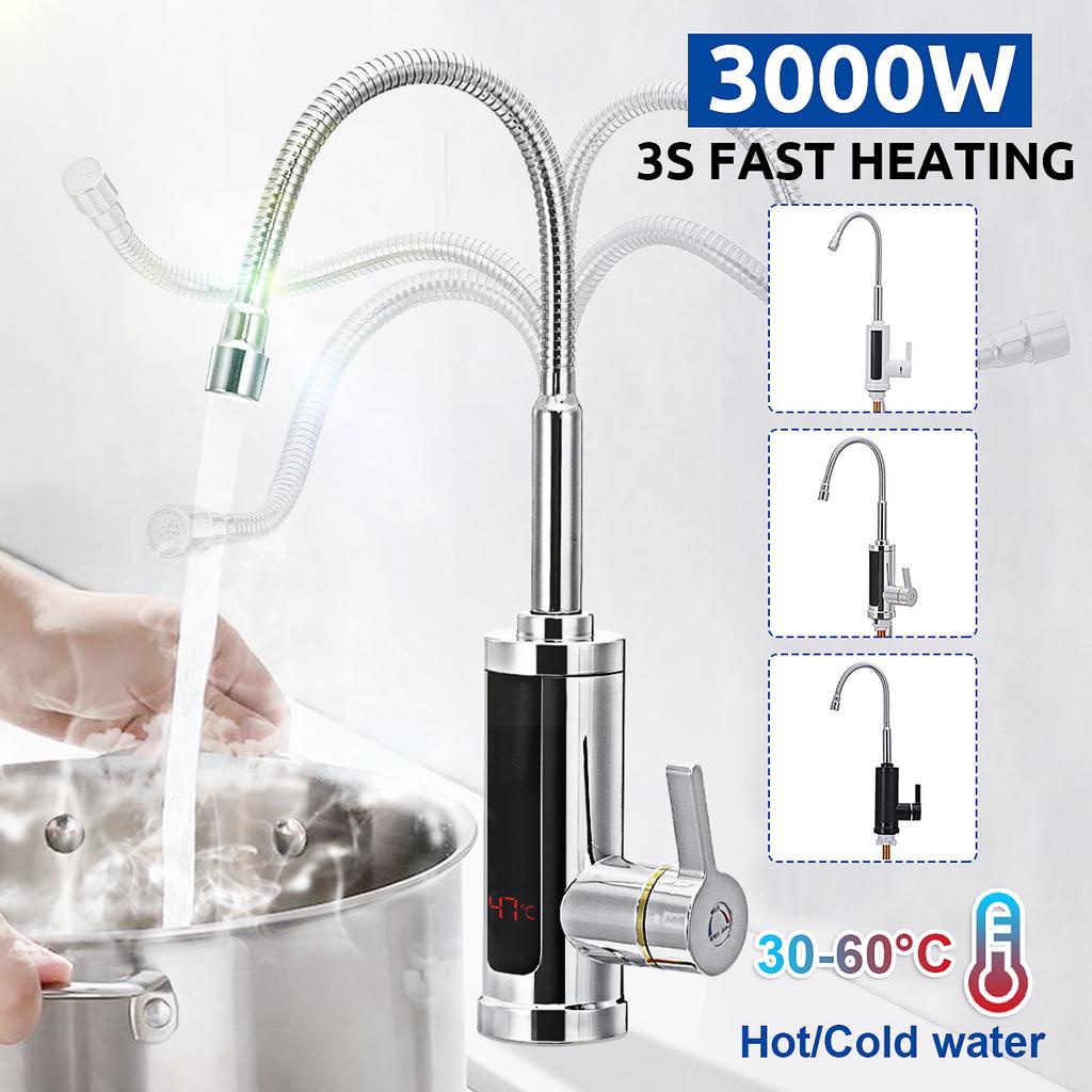 3000W 220V Electric Kitchen Flow Water Heater Tap Instant Hot Water