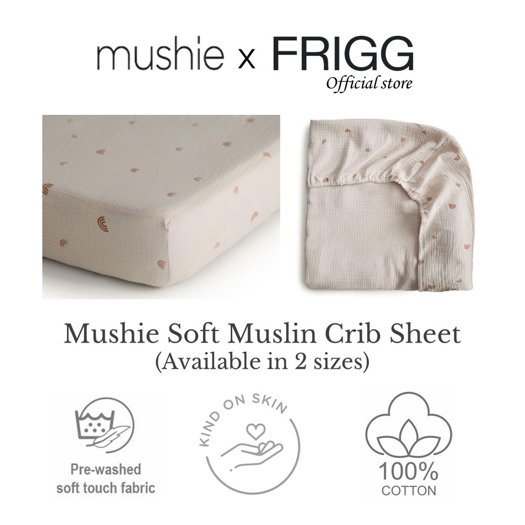 Mushie Extra Soft Muslin Crib Sheet (Medium / Small Sizes) Infant Newborn Cot Bedding Shopee