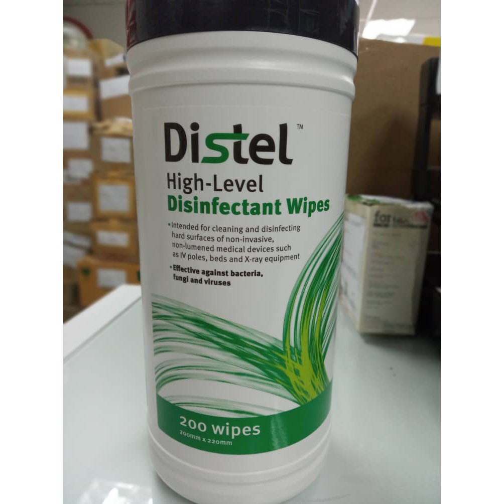 DISTEL HIGH LEVEL DISINFECTANT WIPES (200 wipes expired 07.2021