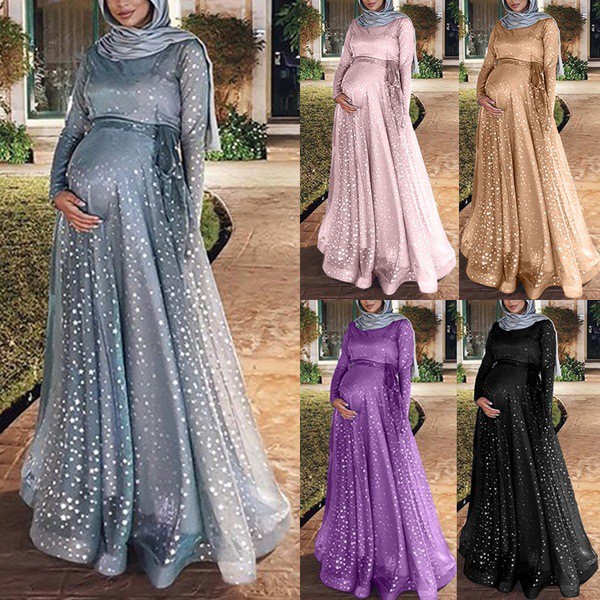 S5XLPlus Big Size Muslimah Wear Long Jubah Pregnant Maternity Dinner