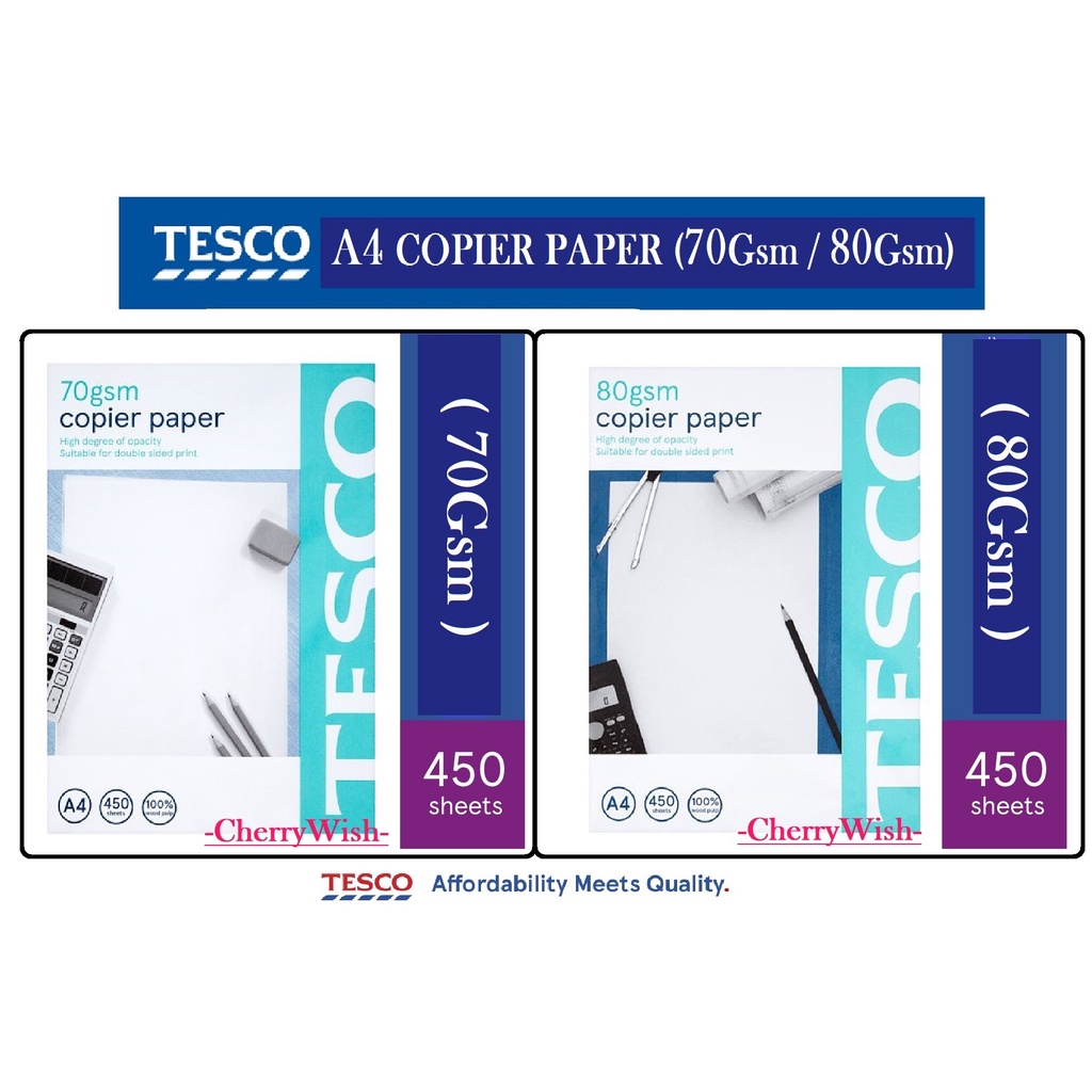 450 SHEET TESCO A4 70Gsm / 80Gsm PHOTOCOPY COPY PAPER / Kertas Fotostat / Kertas Putih / Kertas