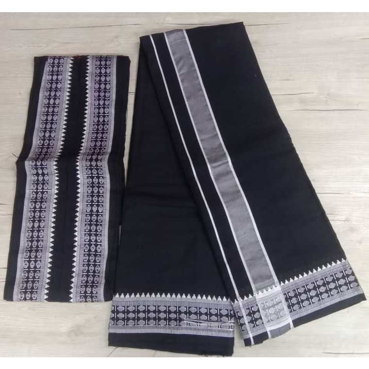 COTTON BLACK COLOUR VESHTI WITH SILVER BORDER. Shopee Malaysia