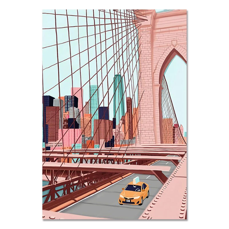 Colorful Famous City Landscape Wall Art London Paris Tokyo Canvas