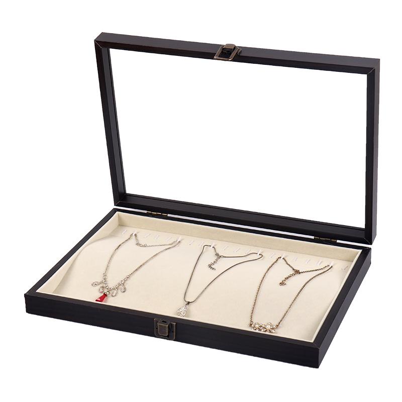 [ SALE ] Dark Brown Necklace Wooden Jewelry Storage Display Box