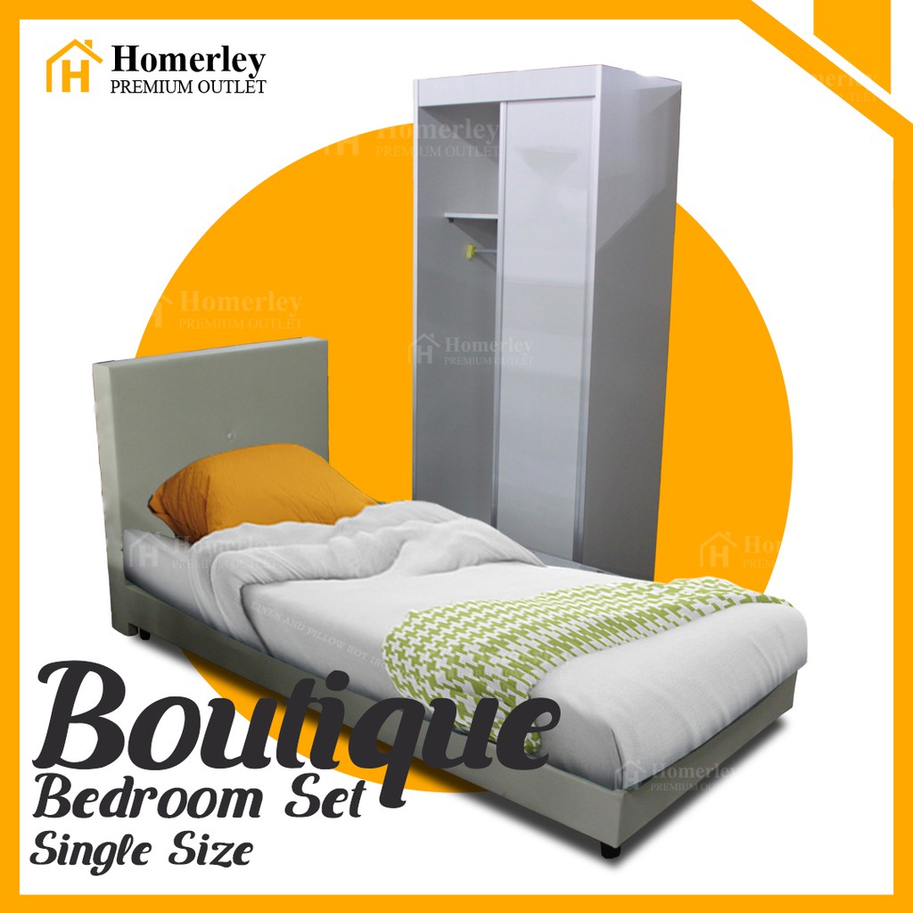 Boutique Single Bed Set ( Single Size with Wardrobe )Homerley Premium
