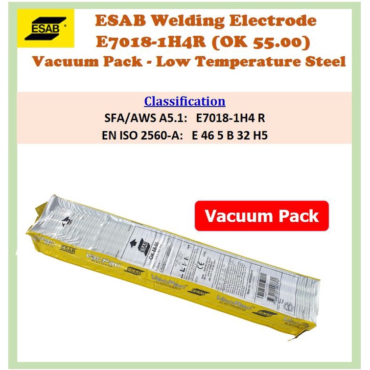 ESAB Welding Electrode E70181H4R (OK 55.00) Vacuum Pack Low