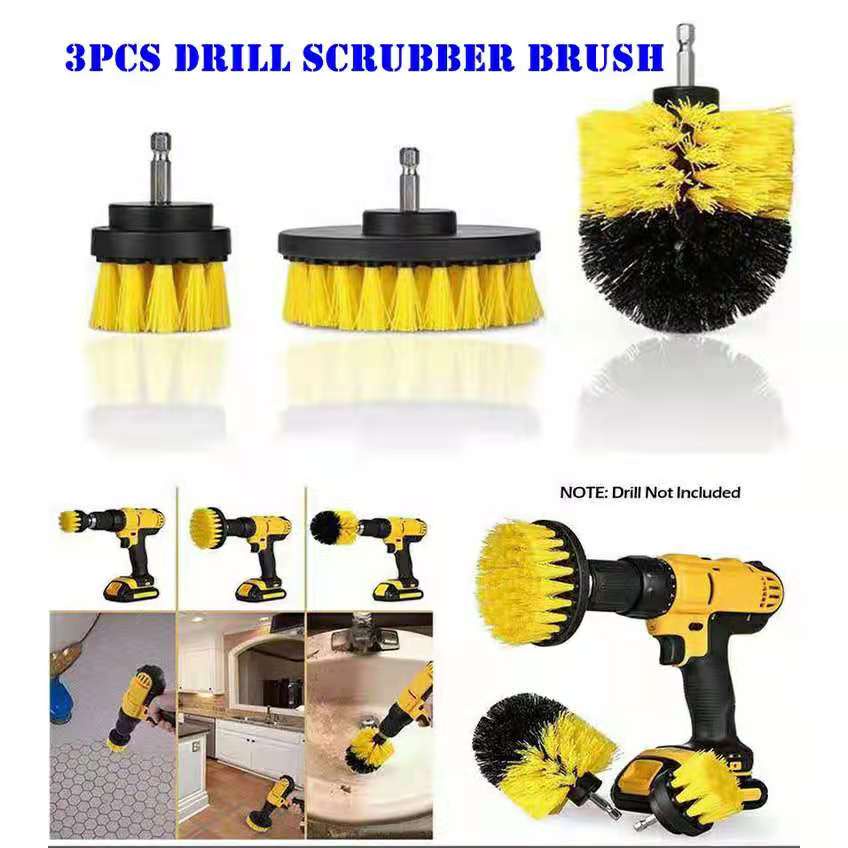 3PCS Drill Scrubber Brush Drill Brush Heavy Duty Stiff Bristle Power