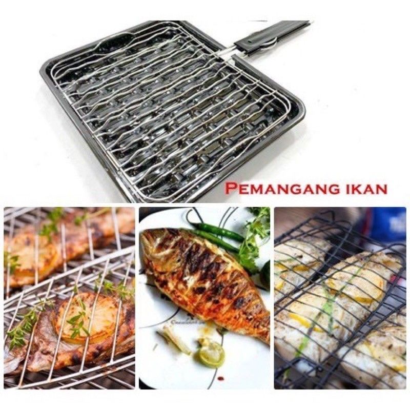 BBQ Grill Pan Fish Chicken / Pemanggang Ikan/Pengepit Ikan Shopee Malaysia