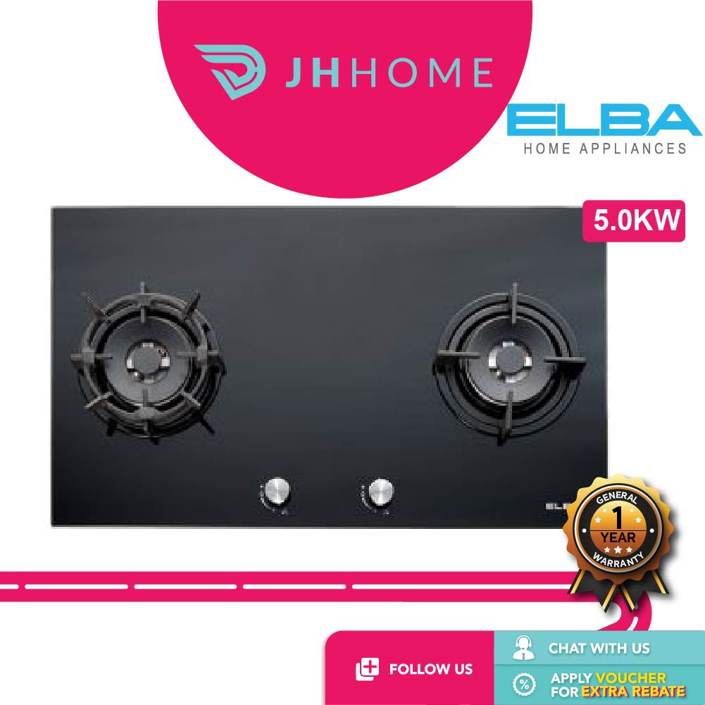 Elba Italy 5.0KW 2 Italian Sabaf Burner Safety Valve Built In Glass Hob