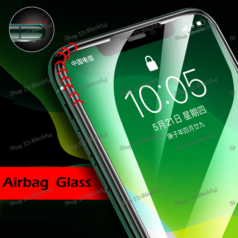 Airbag Edge Tempered glass on For iPhone 15 14 13 11 12 Pro Max Screen Protector Glass For