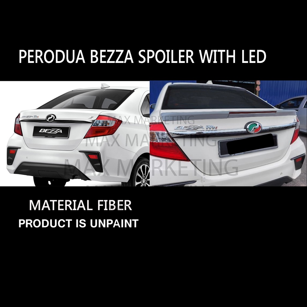 PERODUA BEZZA 2020 SPOILER WITH LED FIBER SKIRT LIP BODYKIT Shopee