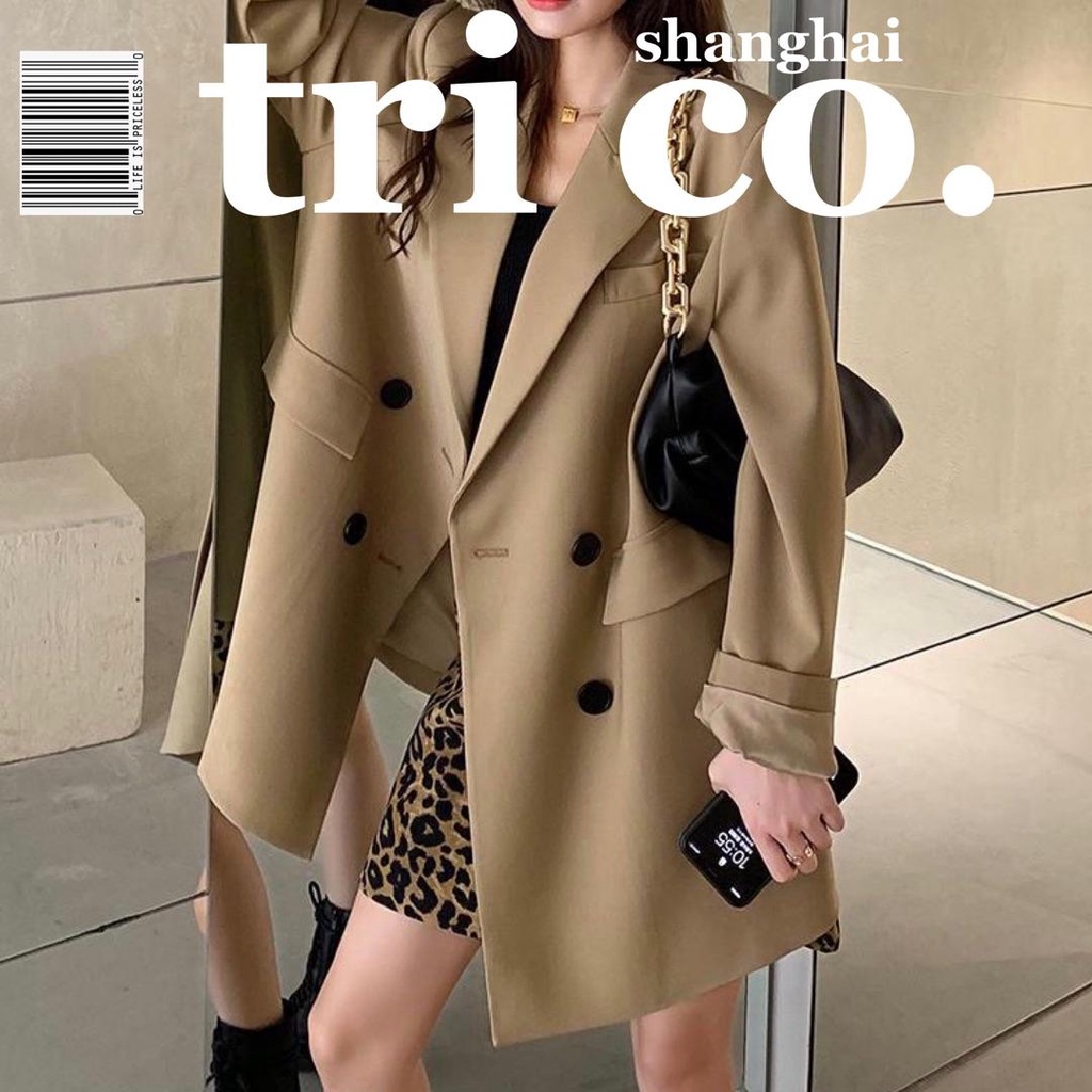 Khaki Suit Jacket Women Spring Autumn New Style Korean Version Loose