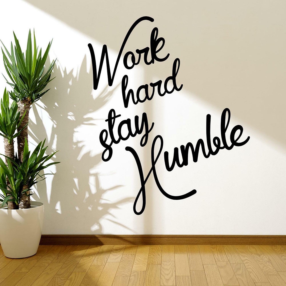 Lettering Wall Decal Work Hard Stay Humble Quote Door Window Vinyl