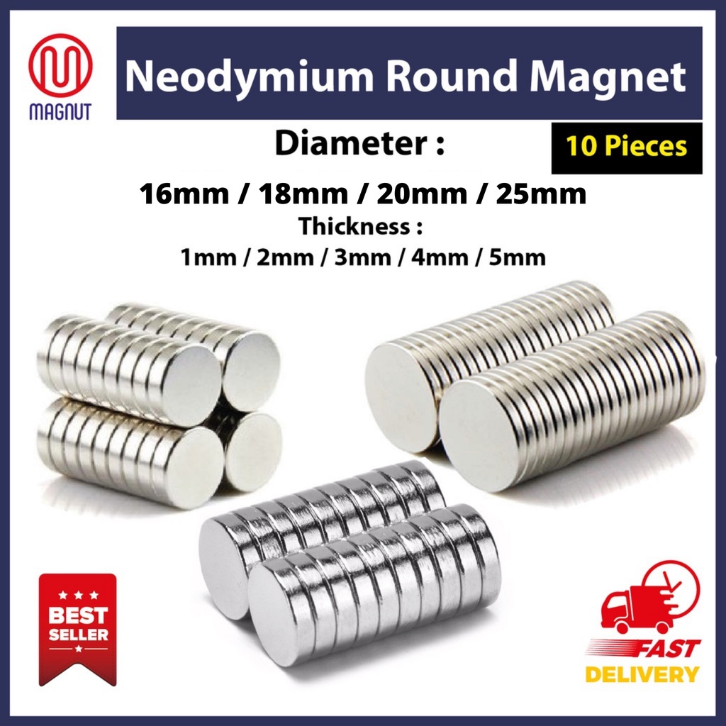 10pcs Diameter 16mm/18mm/20mm/25mm Neodymium SUPER STRONG round