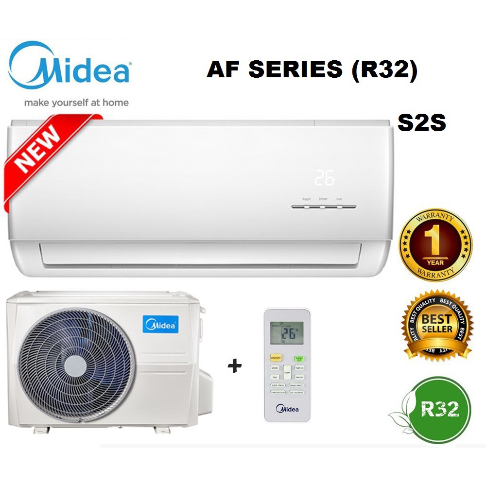 (NEW) MIDEA AIR CONDITIONER 1.0HP R32 NON INVERTER MSXD09CRN8 Shopee