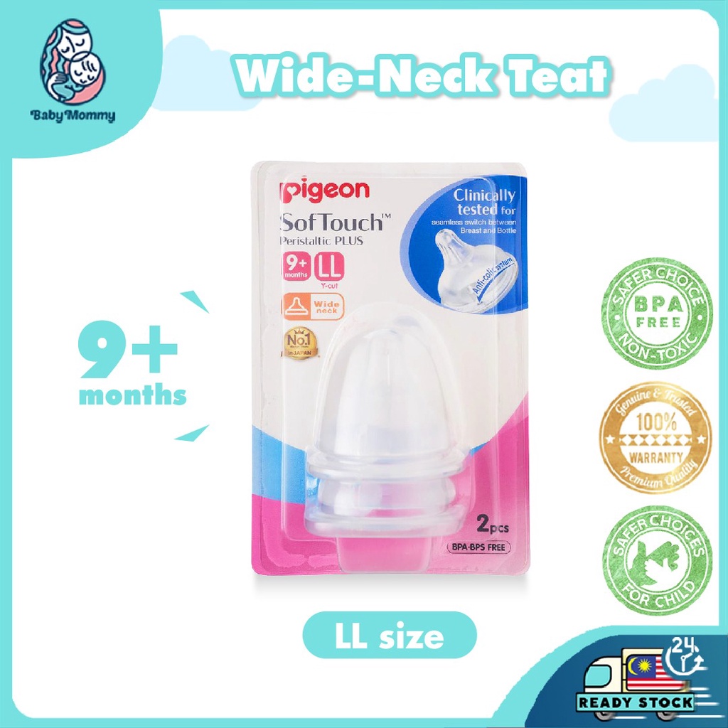🇲🇾 Ready Stock 2PCS/PACK 100 Original Pigeon SofTouch™ WideNeck Teat