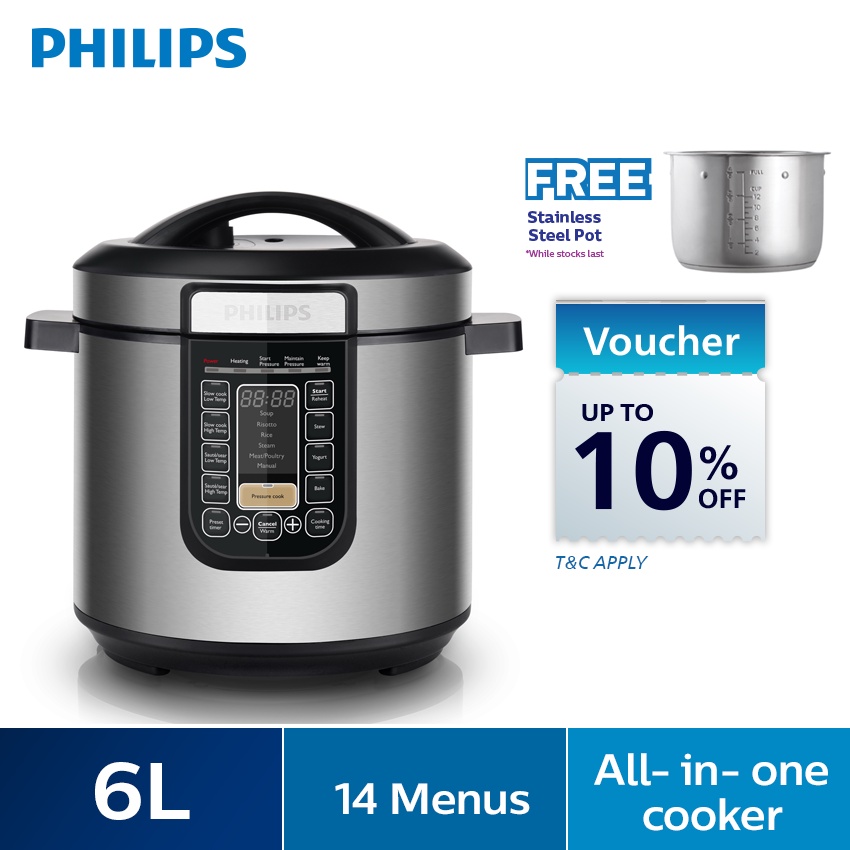 PHILIPS 6L AllInOne Cooker (Viva Collection) HD2137/62 HD2137 Slow cook, pressure cook