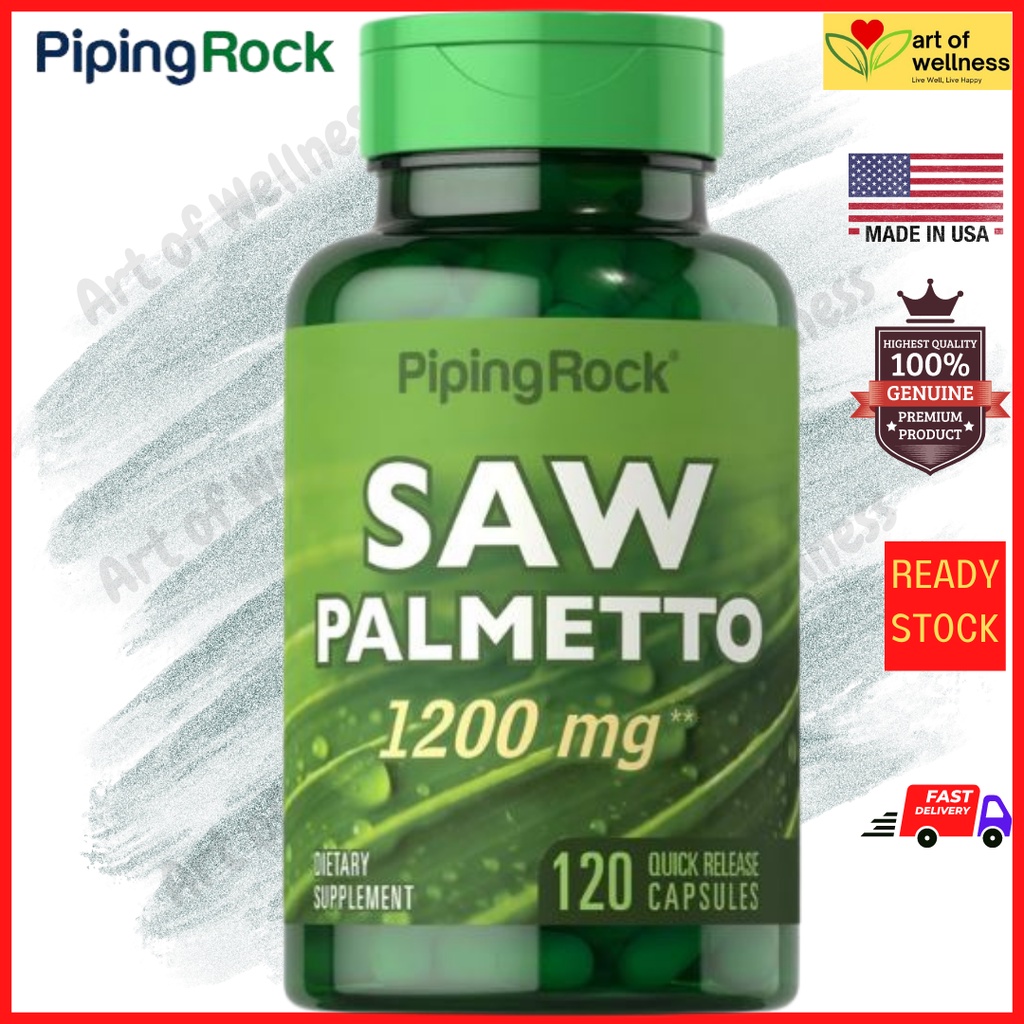 READY STOCK Piping Rock Saw Palmetto 1200mg 120caps USA (Prostate