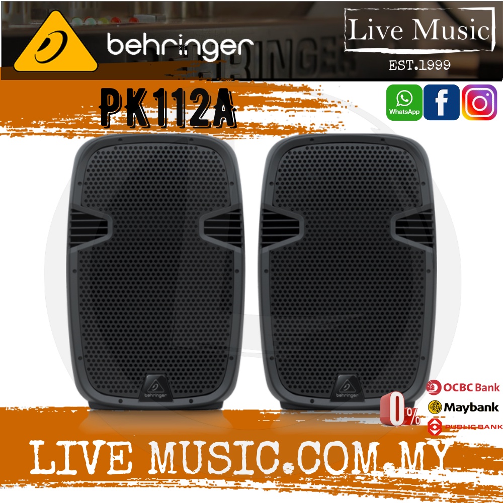 Behringer PK112A Active 600W 12" PA Speaker System with Bluetooth Each / Pair ( PK112A / PK