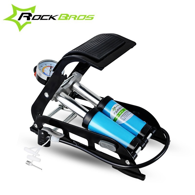 ROCKBROS Double Cylinder Iron Steel Inflator Bicycle FootOperated Air