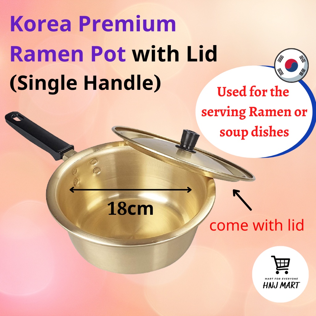 Premium Korean Ramen Pot with Cover Korean Gold Pot Yellow Pot Korean